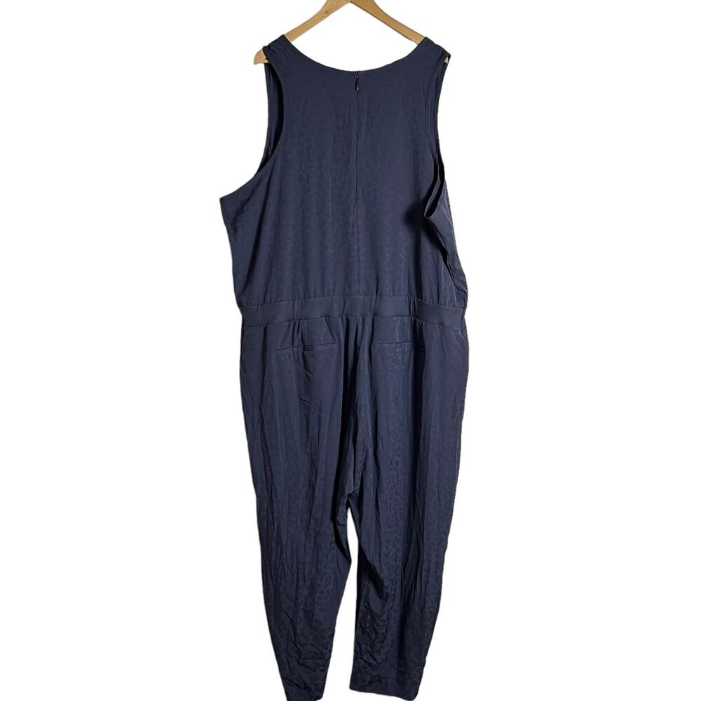 Athleta Brooklyn Textured Jacquard Leopard Medieval Violet Jumpsuit Size 26 - Picture 10 of 11